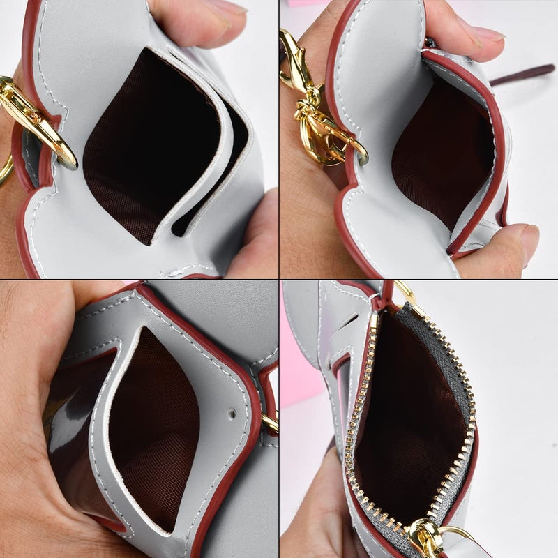 BUUFAN Chic Cute Travel PU Leather Student ID Card Holder Lanyard Neck Pouch Bag With Coin Wallet Purse for Students Women Kids Teens Girls (Pink) - Image 3